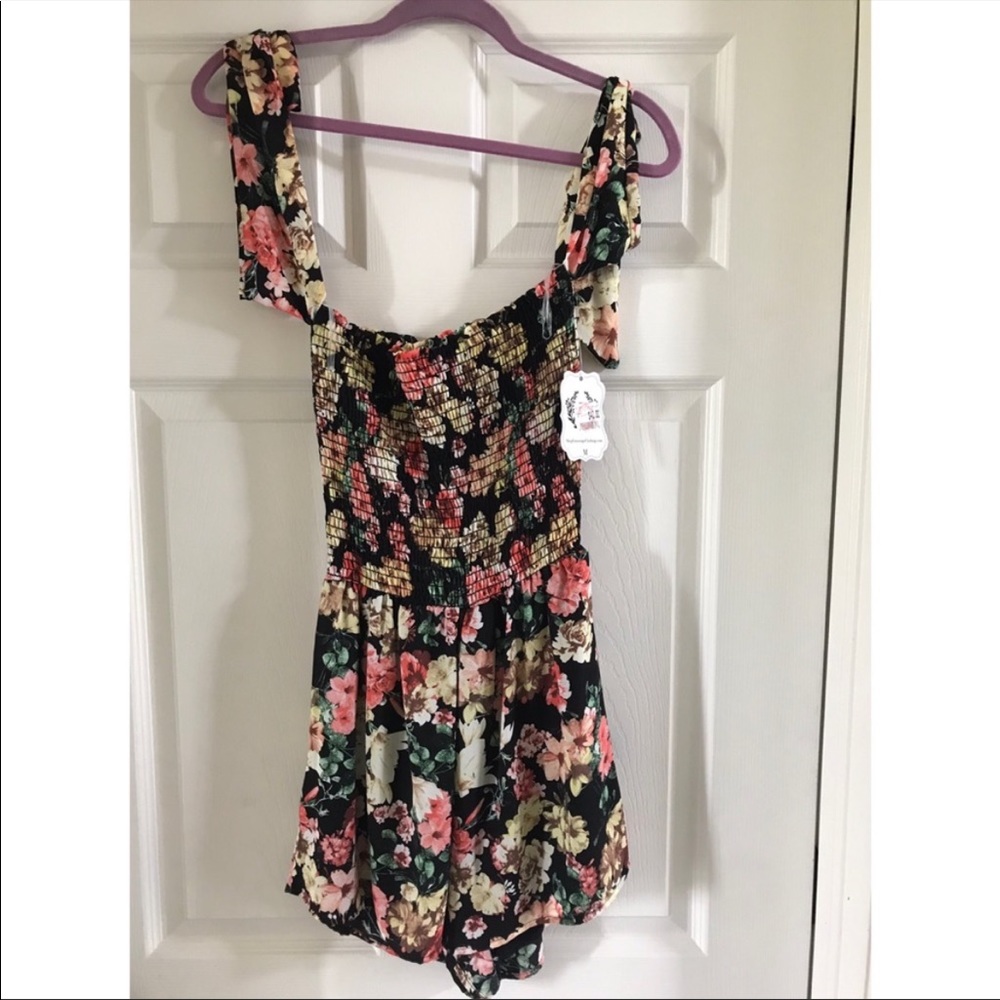 Off the shoulder floral romper